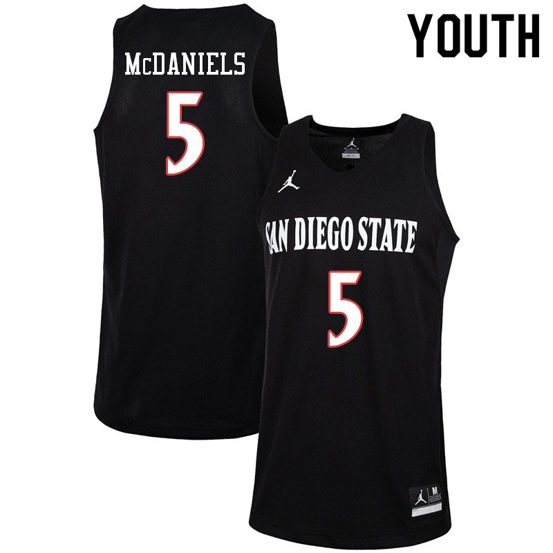 Jordan Brand Youth #5 Jalen McDaniels San Diego State Aztecs College Basketball Jerseys-Black